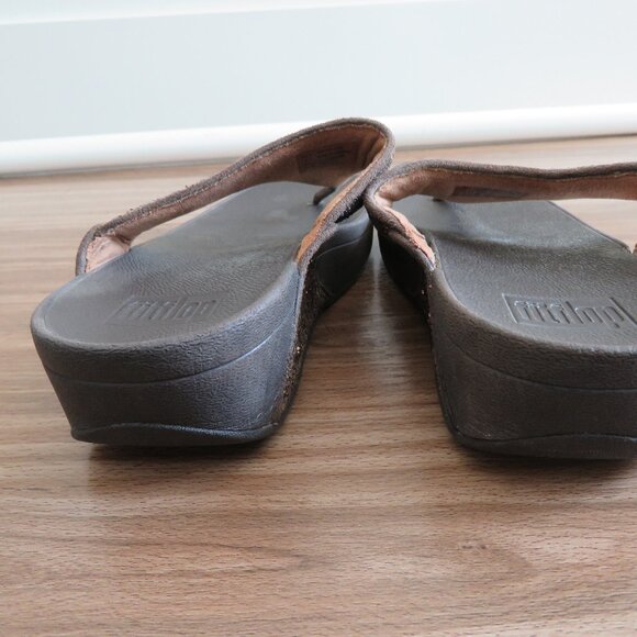 FITFLOP Lulu Chocolate Metallic Glitter Flip Flop Thong Sandals - Size US 7 - Picture 10 of 16